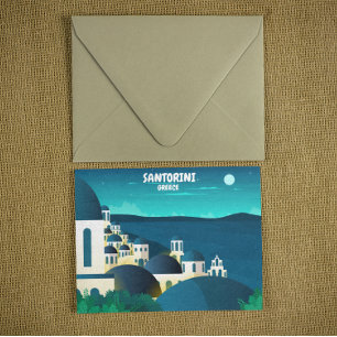 Mooie Santorini 's nachts Griekenland Briefkaart