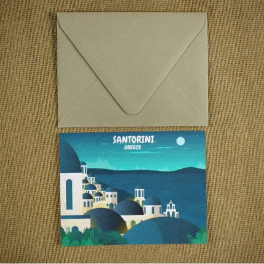 Mooie Santorini 's nachts Griekenland Briefkaart