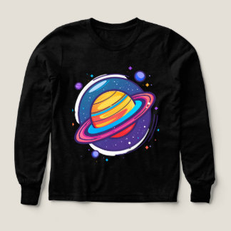 Mooie Saturnus Planeet Baby T-Shirt – Kleurrijke R