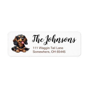 Mooie Saus Shund Puppy Hond Aangepast Adreslabel Etiket