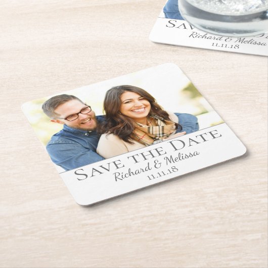 Mooie Save the Date foto Kartonnen Onderzetters (Schuin)
