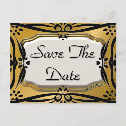 Mooie Save The Date Gouden & Zwarte Briefkaarten (Voorkant)