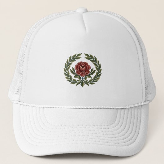 Mooie Scandinavische volkskunst bloemprint muts Trucker Pet (Voorkant)