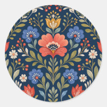 Mooie Scandinavische wilde bloemen op marineblauw