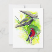 Mooie Scarlet Tanager Paar Note Kaart (Voorkant)