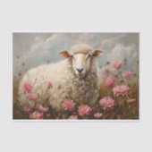Mooie Schaap Roze Wildflower Field Decoupage Tissuepapier (Voorkant)