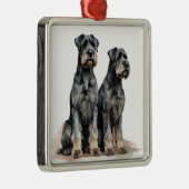MOOIE SCHANUZER PUPPY HOND METALEN ORNAMENT (Rechts)