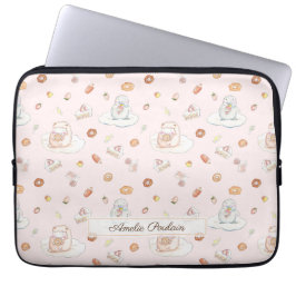Mooie schapenpinguïn desserts Patroon Baby Roze Laptop Sleeve