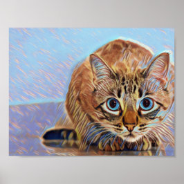 Mooie schattige katblauwe ogen poster