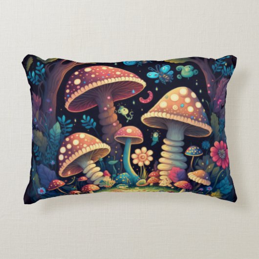 Mooie schattige magische paddenstoelen accent kussen (Voorkant)