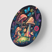 Mooie schattige magische paddenstoelen ronde klok (Hoek)