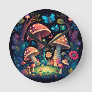Mooie schattige magische paddenstoelen ronde klok