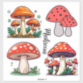 Mooie schattige Mushroom Creëer je eigen Scrapbook Sticker (Vel)