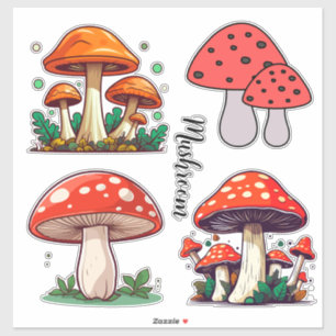 Mooie schattige Mushroom Creëer je eigen Scrapbook Sticker