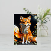 Mooie schattige vos sinaasappel coalescing lumines folie feestdagen briefkaart (Staand Voorkant)