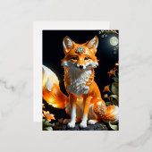 Mooie schattige vos sinaasappel coalescing lumines folie feestdagen briefkaart (Voorkant / Achterkant)