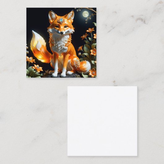 Mooie schattige vos sinaasappel coalescing lumines vierkante visitekaartje (Voorkant / Achterkant)
