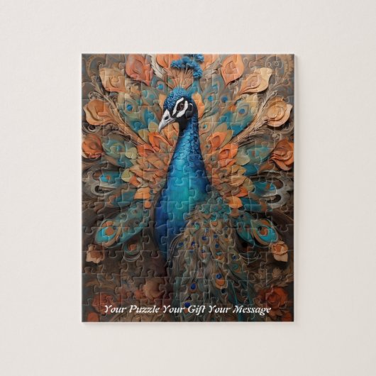 Mooie Schattigee Boho pauw vogel Legpuzzel (Verticaal)