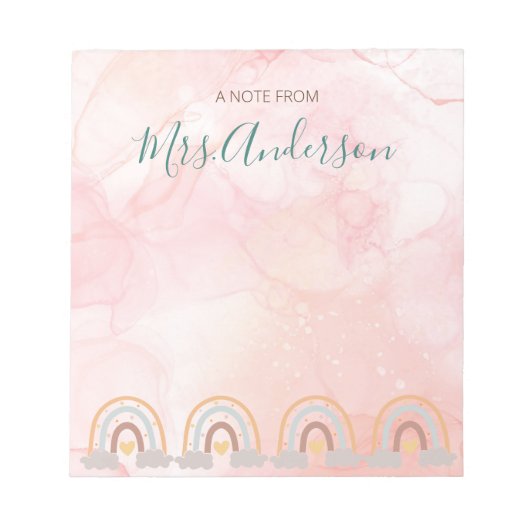 Mooie Schattigee Boho Rainbow Teacher Appreciation Notitieblok (Voorkant)