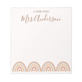Mooie Schattigee Boho Rainbow Teacher Appreciation Notitieblok (Voorkant)
