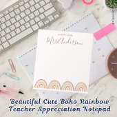 Mooie Schattigee Boho Rainbow Teacher Appreciation Notitieblok