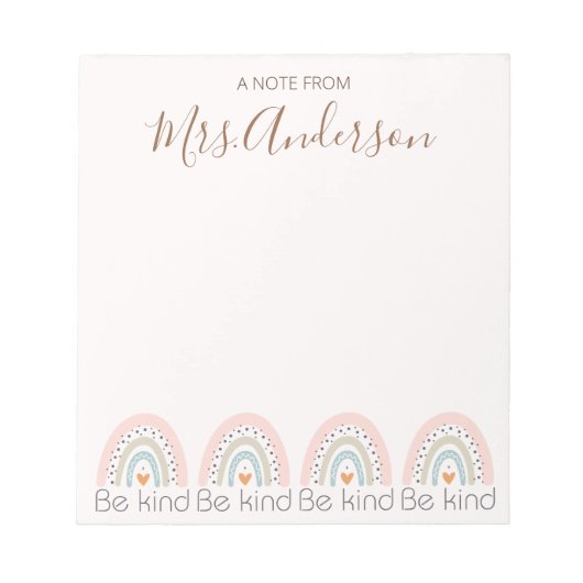 Mooie Schattigee Boho Rainbow Teacher Appreciation Notitieblok (Voorkant)