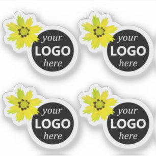 Mooie Schattigee gele bloemen met Logo Pic Afbeeld Sticker