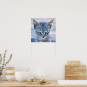 Mooie Schattigee Grey Tabby Kitten Waterverf Art Poster (Keuken)