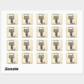 Mooie Schattigee grillige Cartoon Black Cat Vierkante Sticker (Vel)