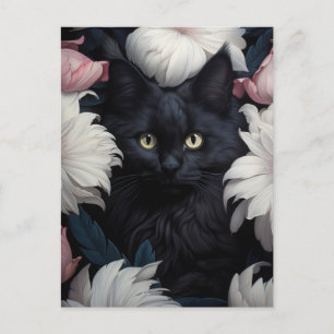 Mooie Schattigee kat onder de bloemen Briefkaart