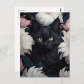 Mooie Schattigee kat onder de bloemen Briefkaart (Voorkant / Achterkant)