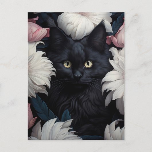 Mooie Schattigee kat onder de bloemen Briefkaart (Voorkant)