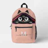 Mooie Schattigee Kitten Custom Monogram Script Naa Bedrukte Rugzak (Voorkant)