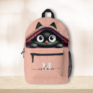 Mooie Schattigee Kitten Custom Monogram Script Naa Bedrukte Rugzak