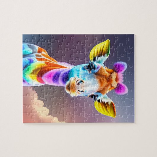 Mooie Schattigee kleurrijke Giraffe regenboog kleu Legpuzzel (Horizontaal)