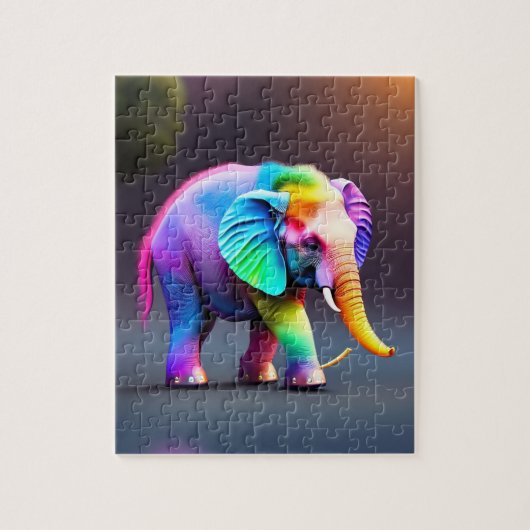 Mooie Schattigee kleurrijke olifant Legpuzzel (Verticaal)