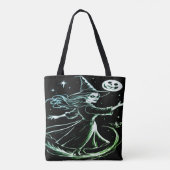 Mooie Schattigee moderne Green Witch Canvas tas (Achterkant)