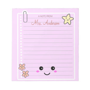 Mooie Schattigee Roze Leraar Waardering Notitieblok