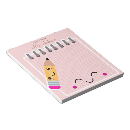 Mooie Schattigee Roze Leraar Waardering Notitieblok (Schuin)