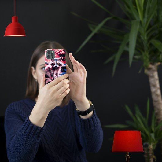 Mooie Schattigee Wasbeer Rode Sparkle Eyes Bossen Case-Mate iPhone Case