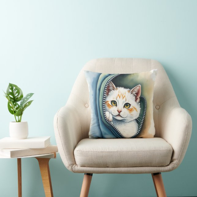 Mooie Schattigee Waterverf Cat Collectie Kussen (Stoel)