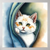 Mooie Schattigee Waterverf Cat Collectie Poster (Voorkant)
