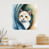 Mooie Schattigee Waterverf Cat Collectie Poster (Keuken)