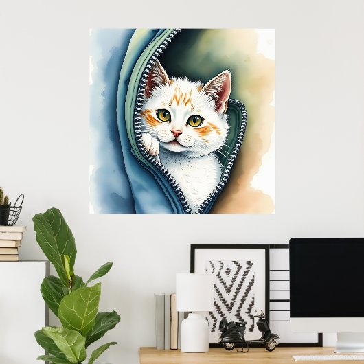Mooie Schattigee Waterverf Cat Collectie Poster (Thuiskantoor)