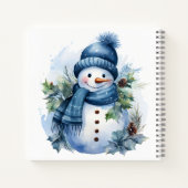 Mooie Schattigee Xmas Sneeuwman draagt blauwe sjaa Notitieboek (Achterkant)