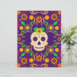Mooie schedel met bloemen Día de los Muertos Briefhoofd