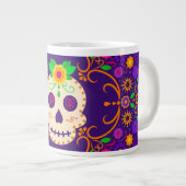 Mooie schedel met bloemen Día de los Muertos Grote Koffiekop (Voorkant rechts)