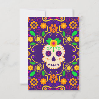 Mooie schedel met bloemen Día de los Muertos Notitiekaartje
