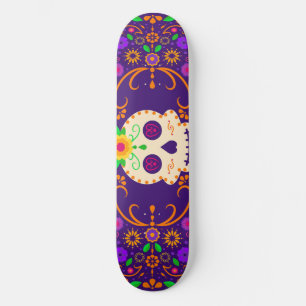 Mooie schedel met bloemen Día de los Muertos Persoonlijk Skateboard