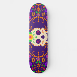 Mooie schedel met bloemen Día de los Muertos Persoonlijk Skateboard